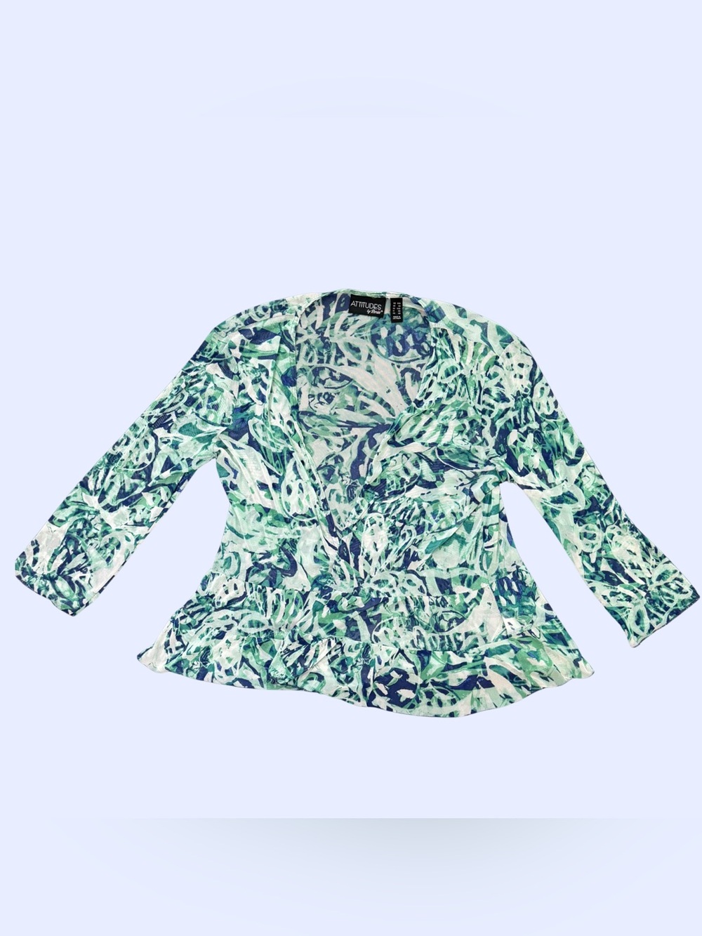 Attitudes by Renee Green & Navy Abstract Print Wrap Blouse